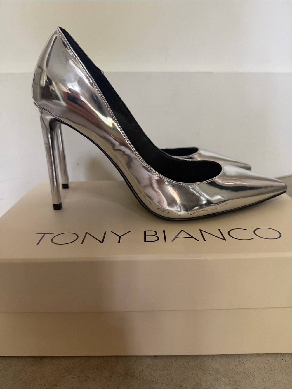 Tony Bianco Silver Pointed-Toe Stiletto Pump